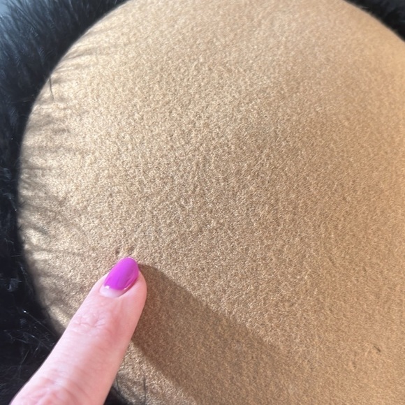 Made in Italy 100% Wool Bucket Hat W Fur Accent Mob Wives Camel/ BLK - Picture 5 of 9